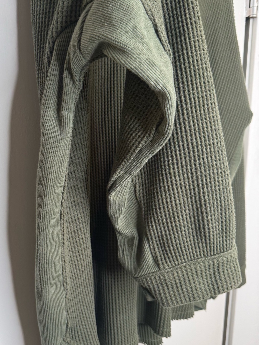 Olive Waffle Knit Button Front Shacket | Size Medium - Picture 4 of 5